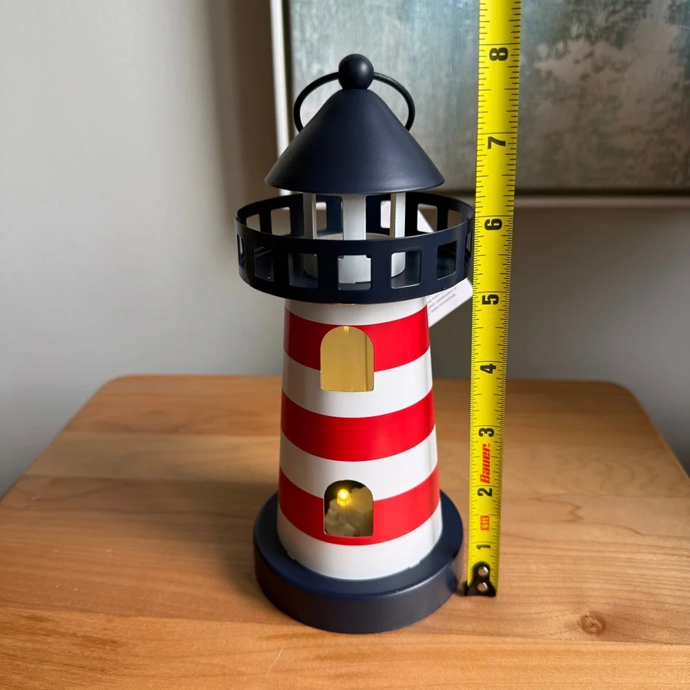 NWT Target Bullseyes Playground Metal Nautical Coastal Lighthouse LED Lantern